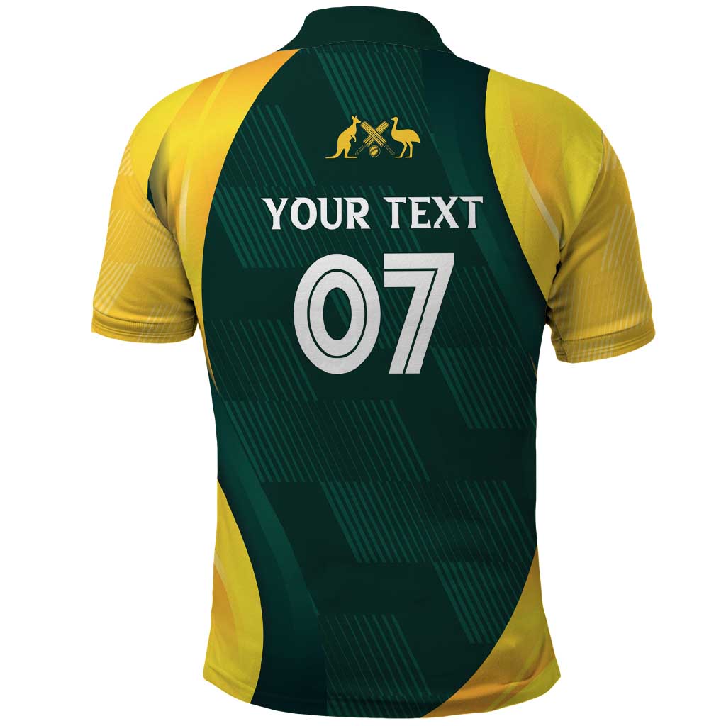 Australia Cricket Custom Polo Shirt GO Aussie - Modern Motif - Vibe Hoodie Shop