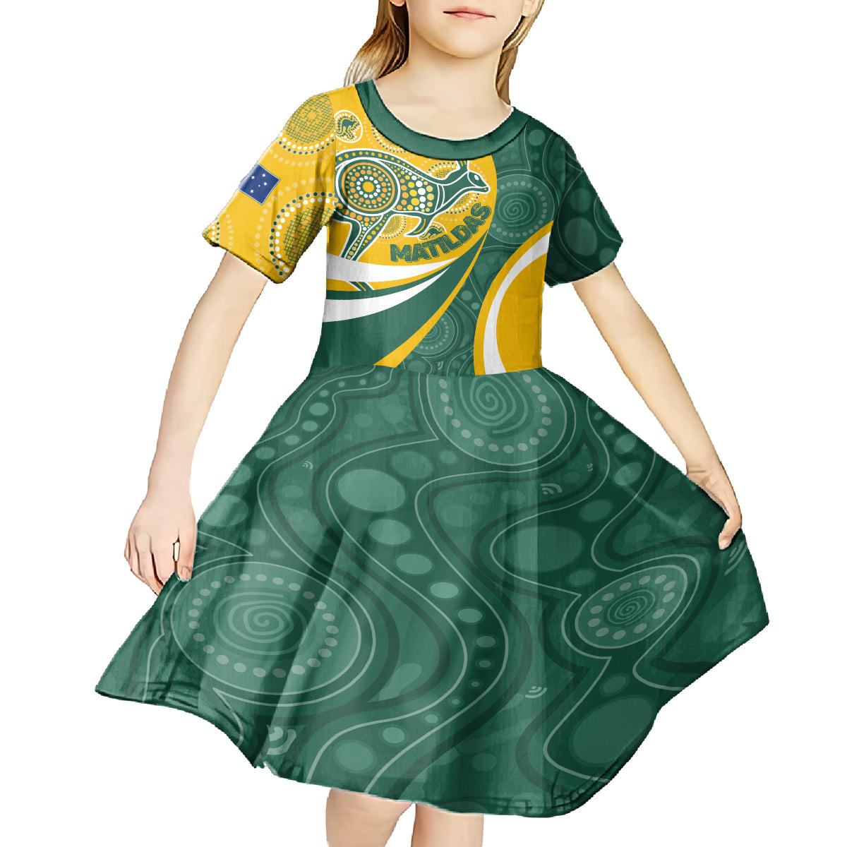 Custom Australia Matildas Indigenous Kid Short Sleeve Dress Go Tilly Special - Vibe Hoodie Shop