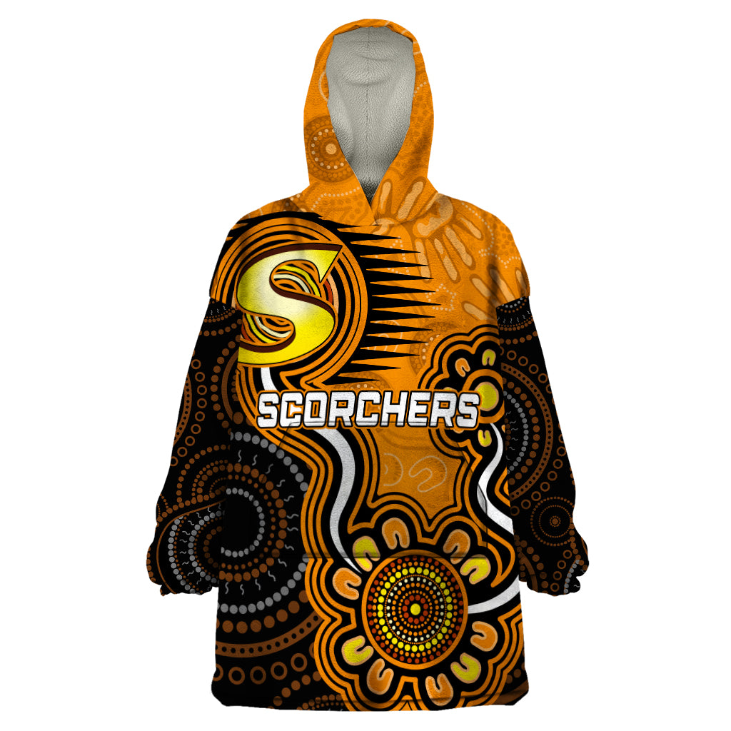 Custom Scorchers Cricket Indigenous Wearable Blanket Hoodie Champions Fire Up - Vibe Hoodie Shop