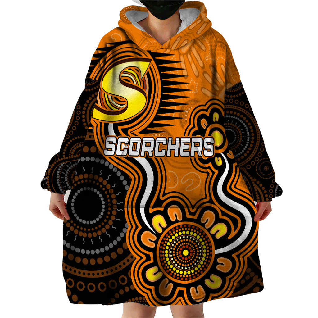 Custom Scorchers Cricket Indigenous Wearable Blanket Hoodie Champions Fire Up - Vibe Hoodie Shop