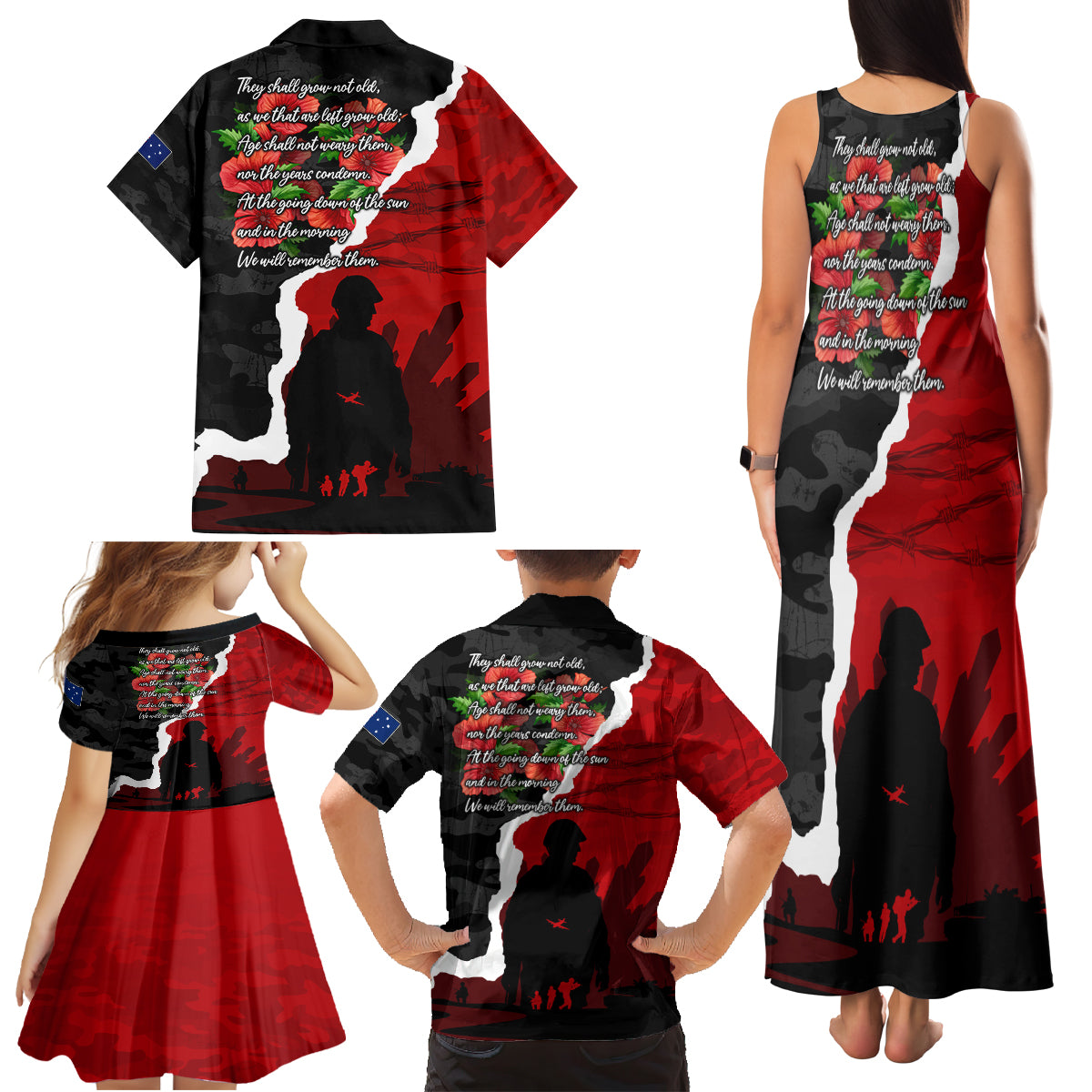 Anzac Day Camouflage Family Matching Tank Maxi Dress and Hawaiian Shirt Ode of Remembrance