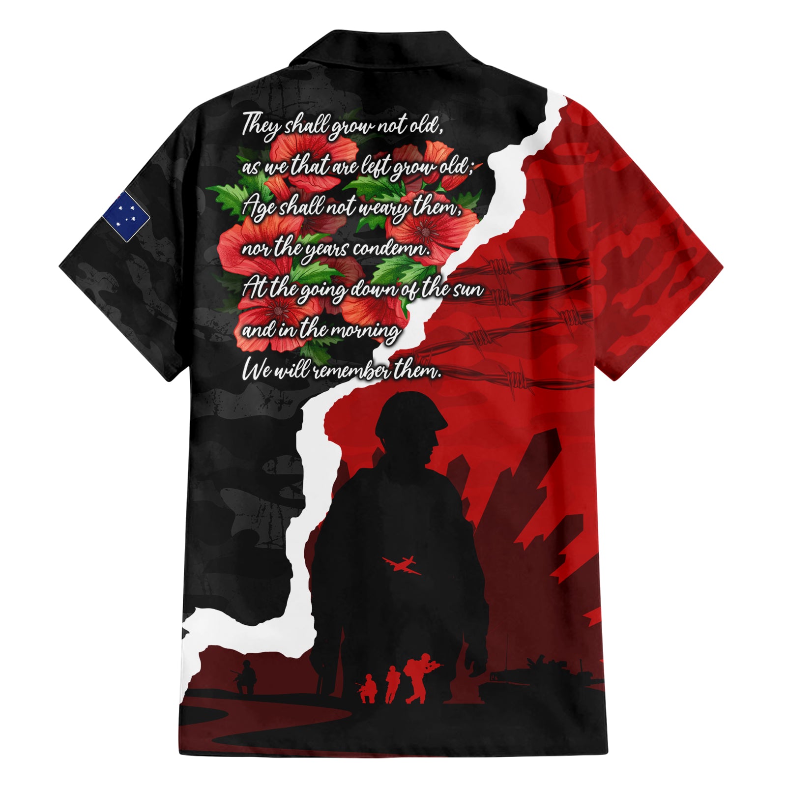 Anzac Day Camouflage Hawaiian Shirt Ode of Remembrance - Vibe Hoodie Shop
