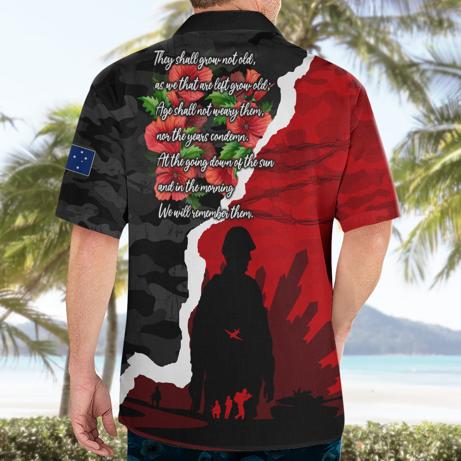 Anzac Day Camouflage Hawaiian Shirt Ode of Remembrance - Vibe Hoodie Shop