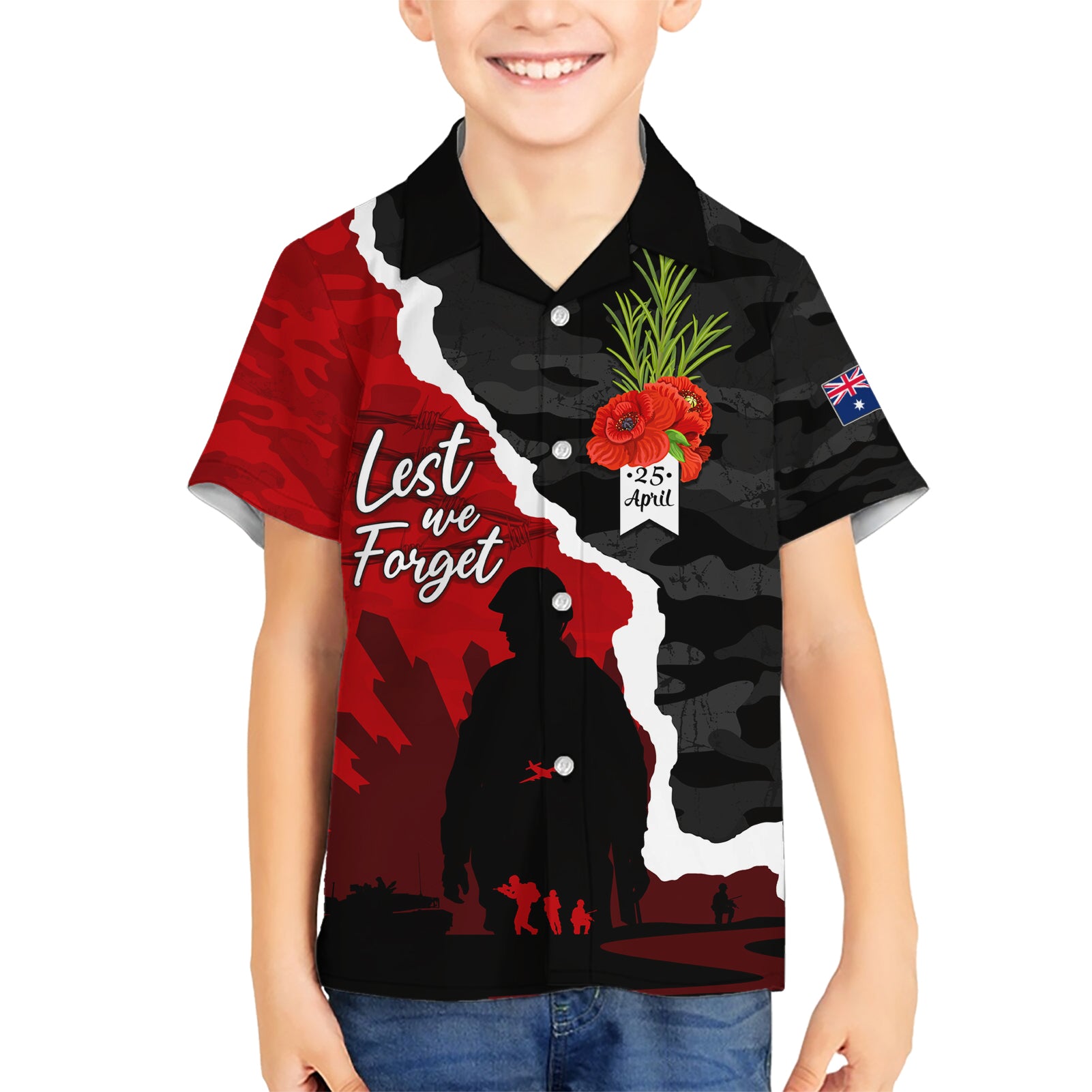 Anzac Day Camouflage Hawaiian Shirt Ode of Remembrance - Vibe Hoodie Shop