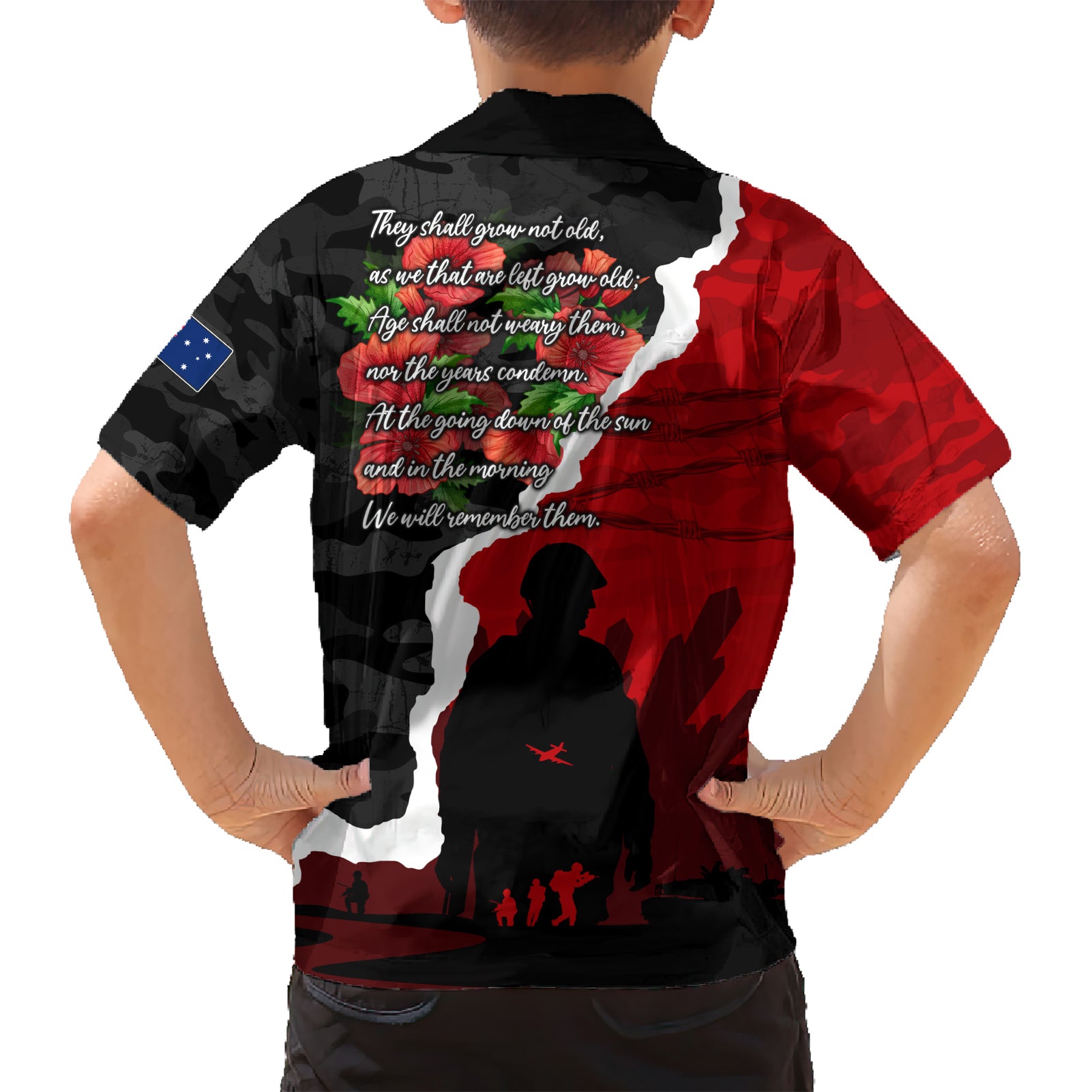 Anzac Day Camouflage Hawaiian Shirt Ode of Remembrance - Vibe Hoodie Shop