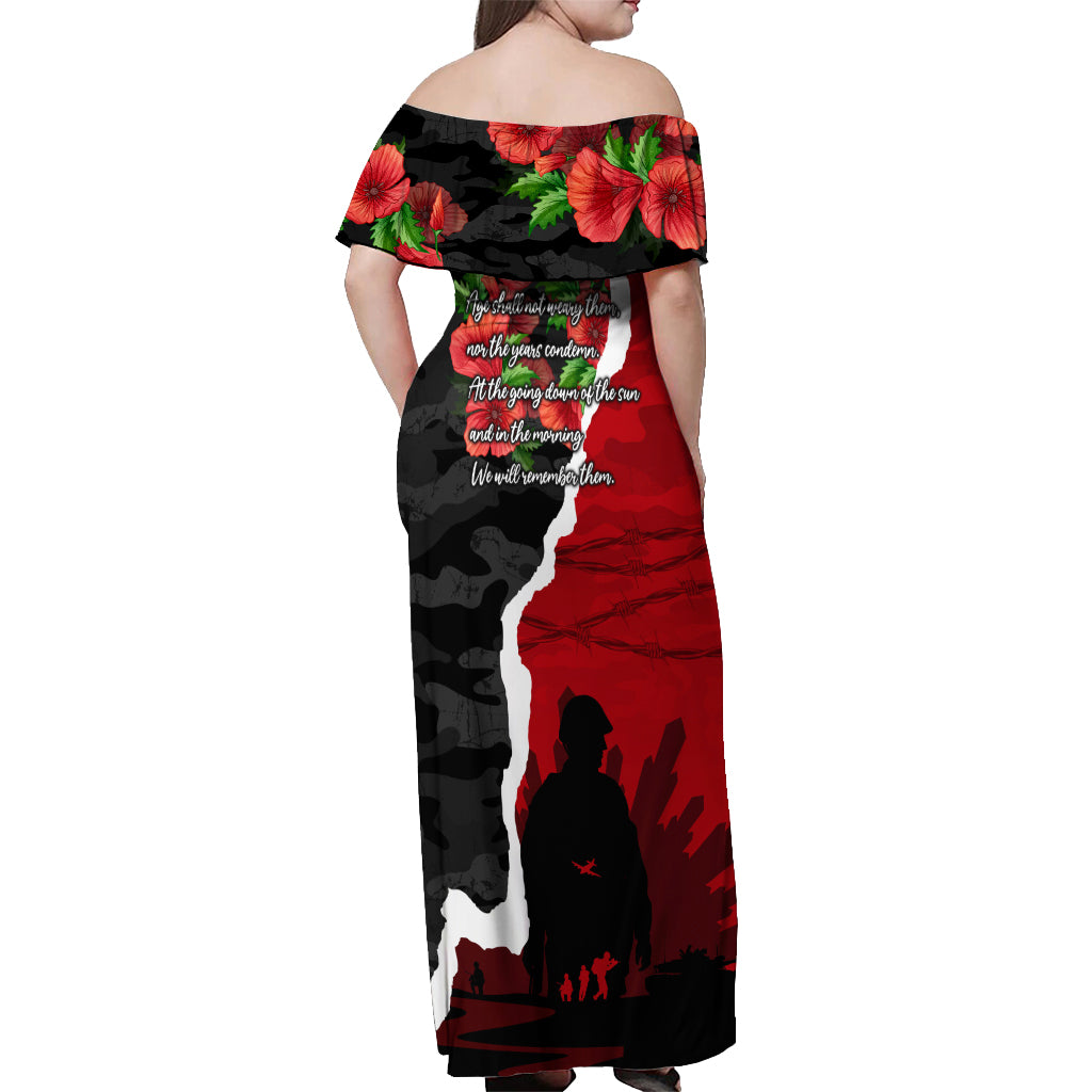 Anzac Day Camouflage Off Shoulder Maxi Dress Ode of Remembrance