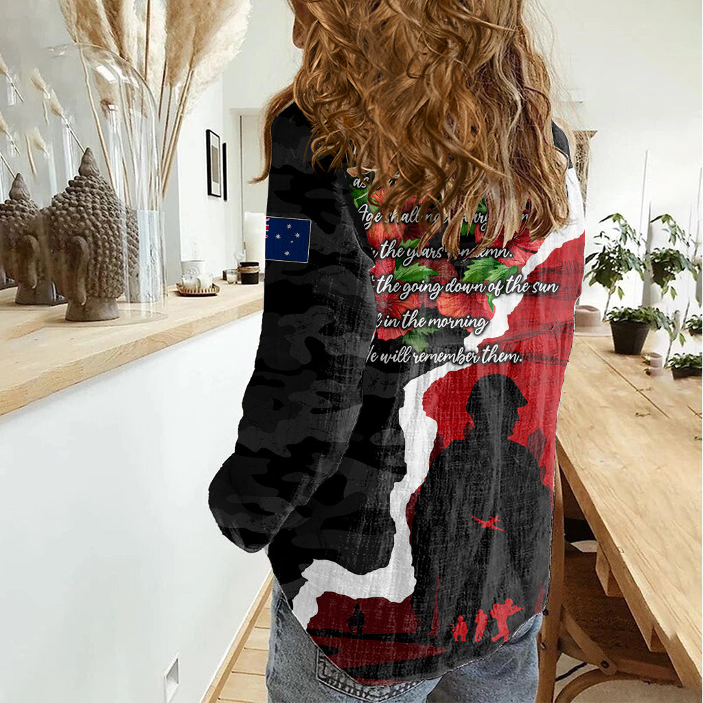 Anzac Day Camouflage Women Casual Shirt Ode of Remembrance - Vibe Hoodie Shop