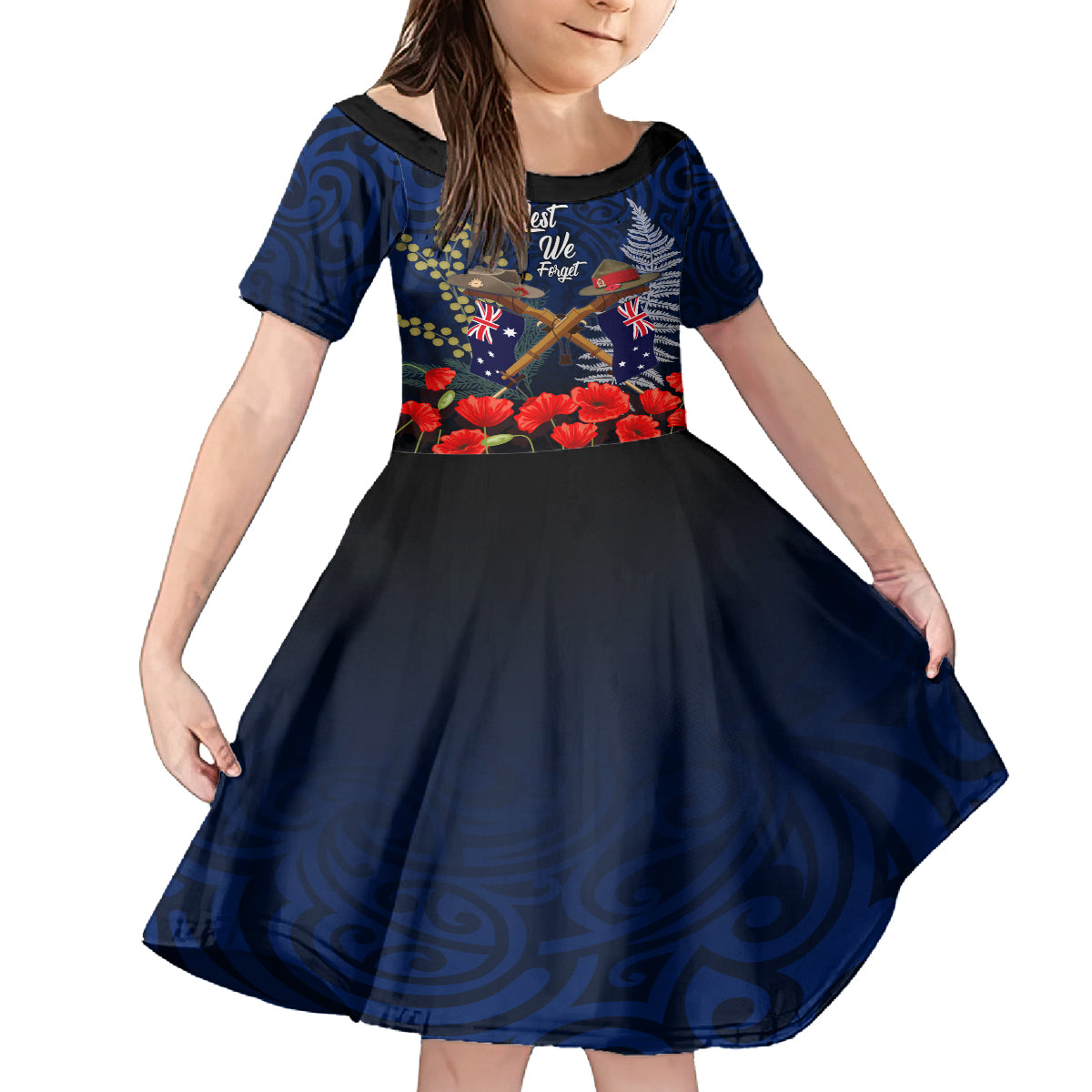 Anzac Day Aussie Mix Maori In Memories Family Matching Off Shoulder Long Sleeve Dress and Hawaiian Shirt