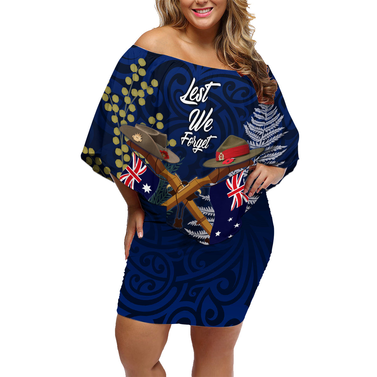 Anzac Day Aussie Mix Maori In Memories Family Matching Off Shoulder Short Dress and Hawaiian Shirt