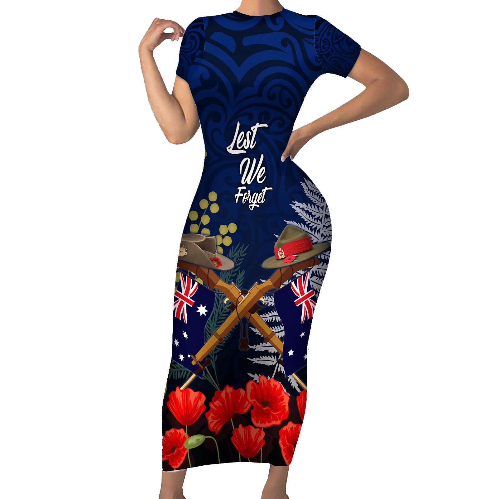 Anzac Day Aussie Mix Maori In Memories Family Matching Short Sleeve Bodycon Dress and Hawaiian Shirt