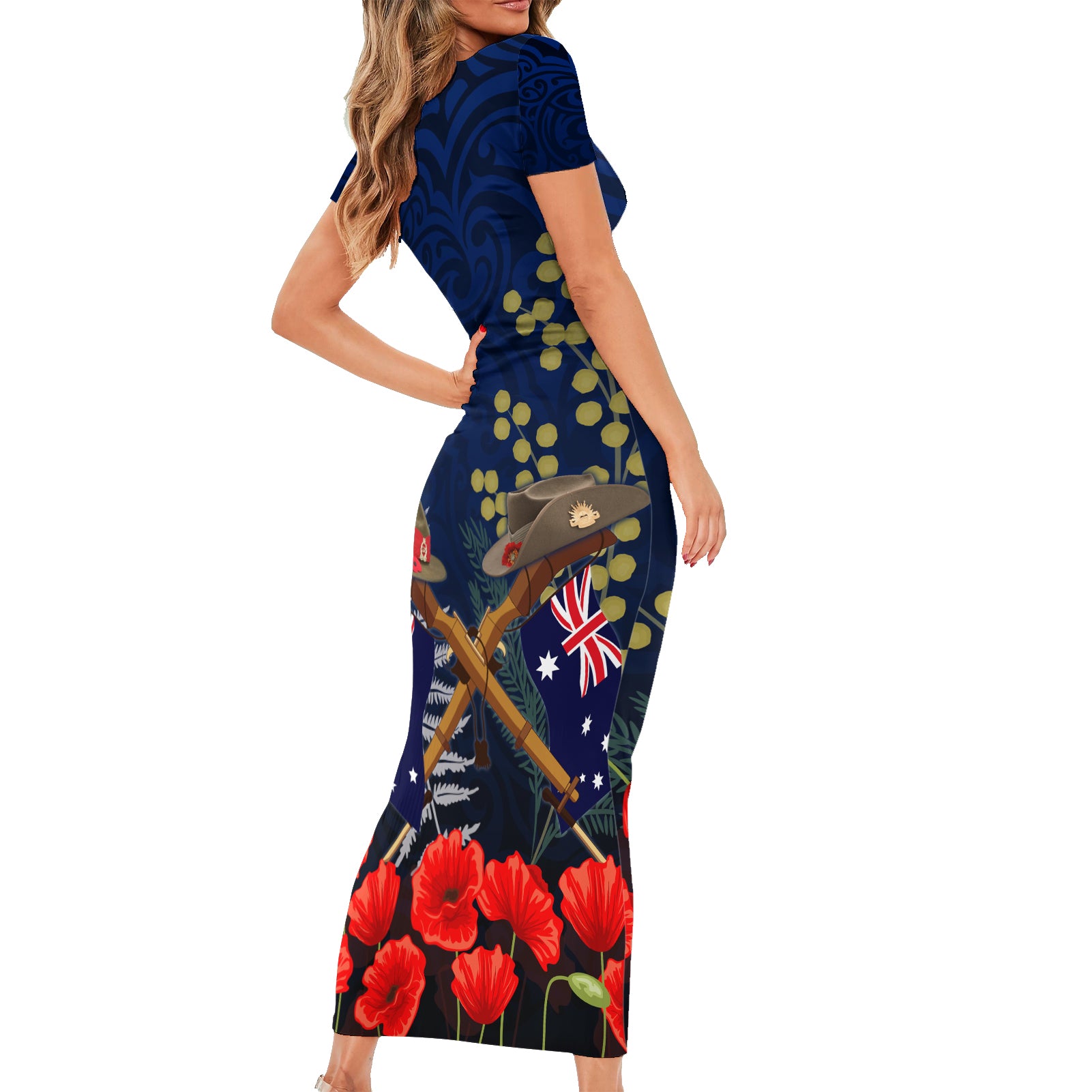 Anzac Day Aussie Mix Maori In Memories Family Matching Short Sleeve Bodycon Dress and Hawaiian Shirt