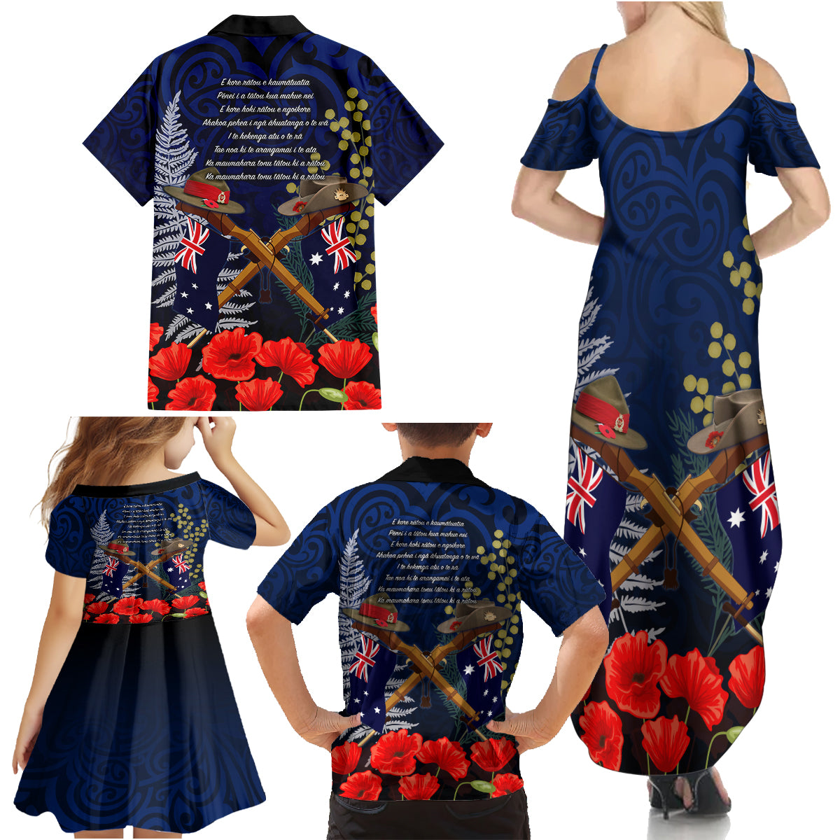 Anzac Day Aussie Mix Maori In Memories Family Matching Summer Maxi Dress and Hawaiian Shirt