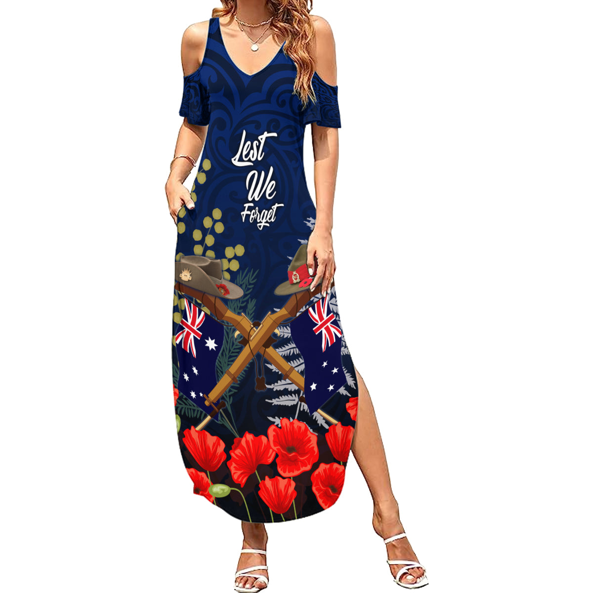 Anzac Day Aussie Mix Maori In Memories Family Matching Summer Maxi Dress and Hawaiian Shirt