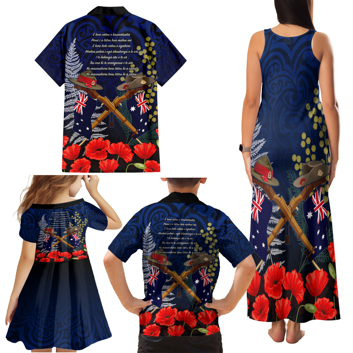 Anzac Day Aussie Mix Maori In Memories Family Matching Tank Maxi Dress and Hawaiian Shirt