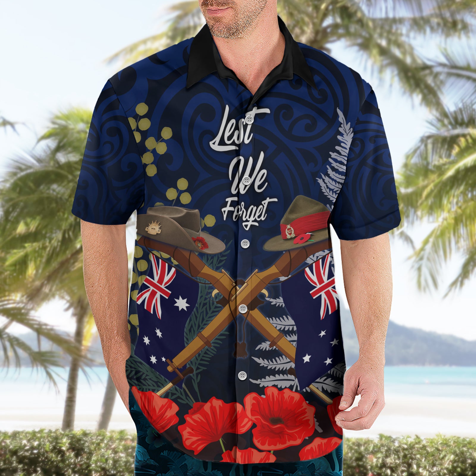 Anzac Day Aussie Mix Maori In Memories Hawaiian Shirt - Vibe Hoodie Shop