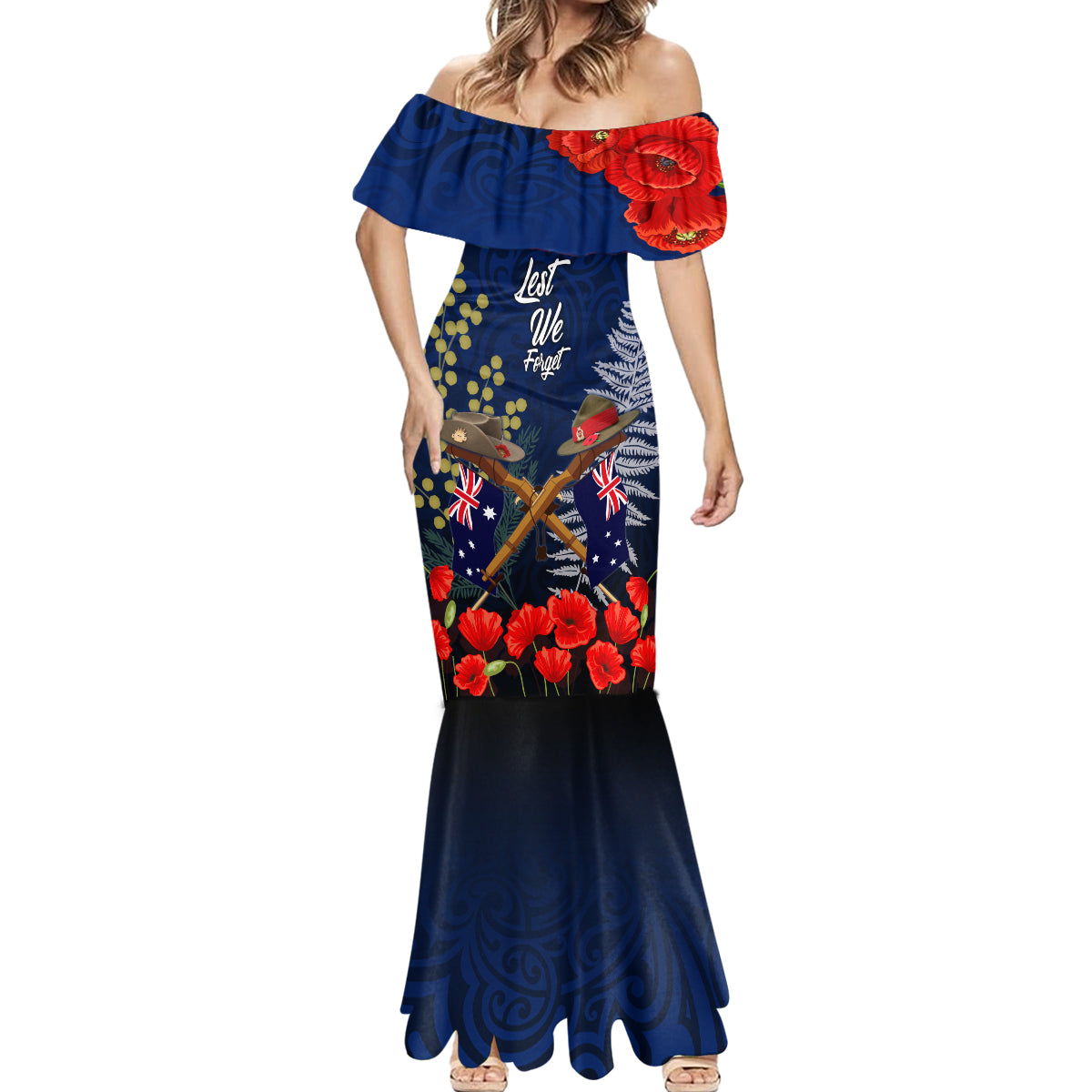 Anzac Day Aussie Mix Maori In Memories Mermaid Dress