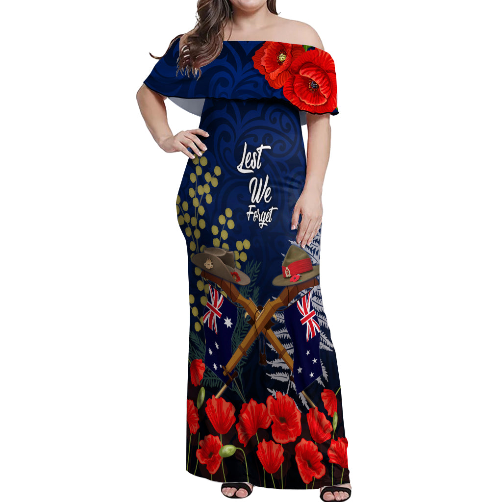 Anzac Day Aussie Mix Maori In Memories Off Shoulder Maxi Dress