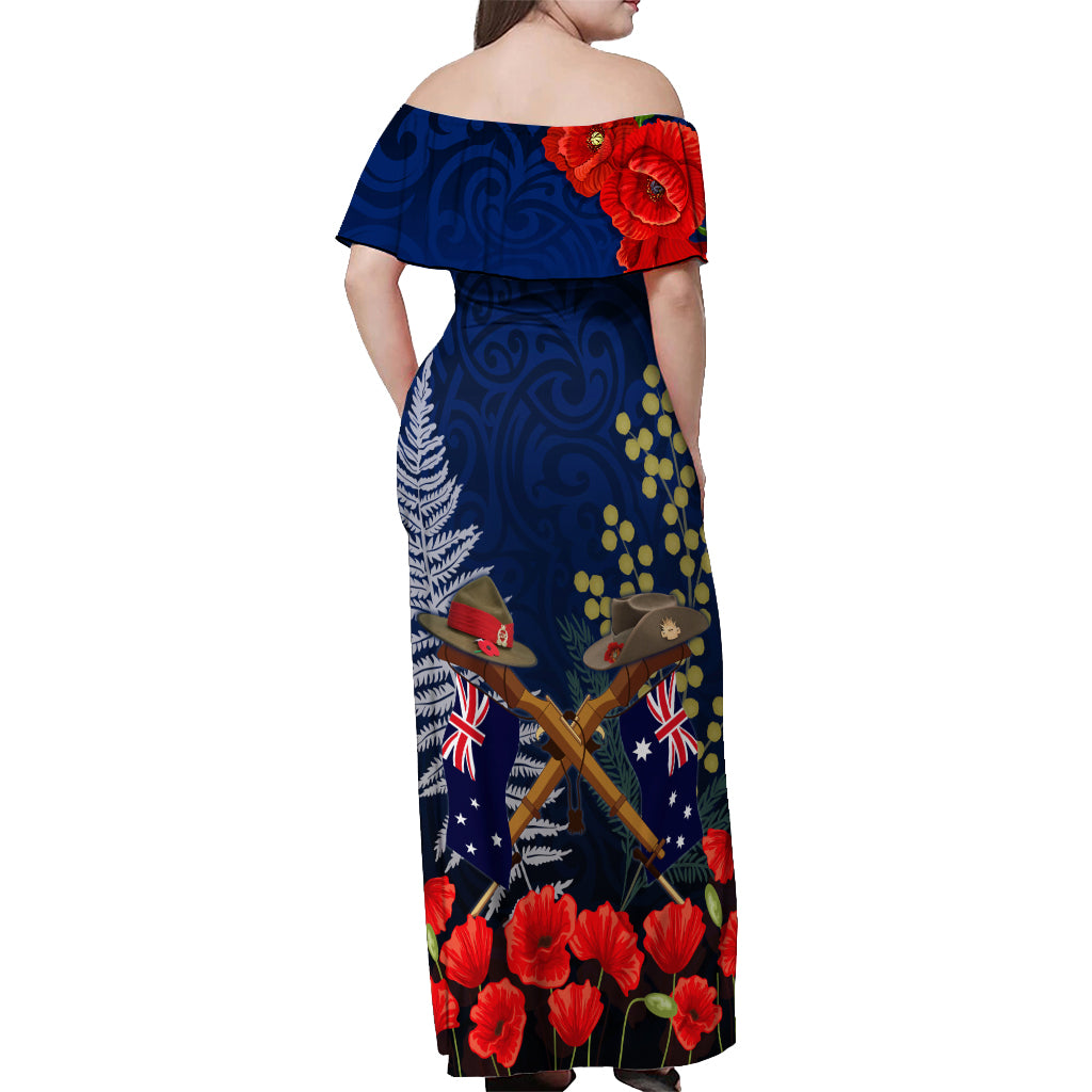 Anzac Day Aussie Mix Maori In Memories Off Shoulder Maxi Dress