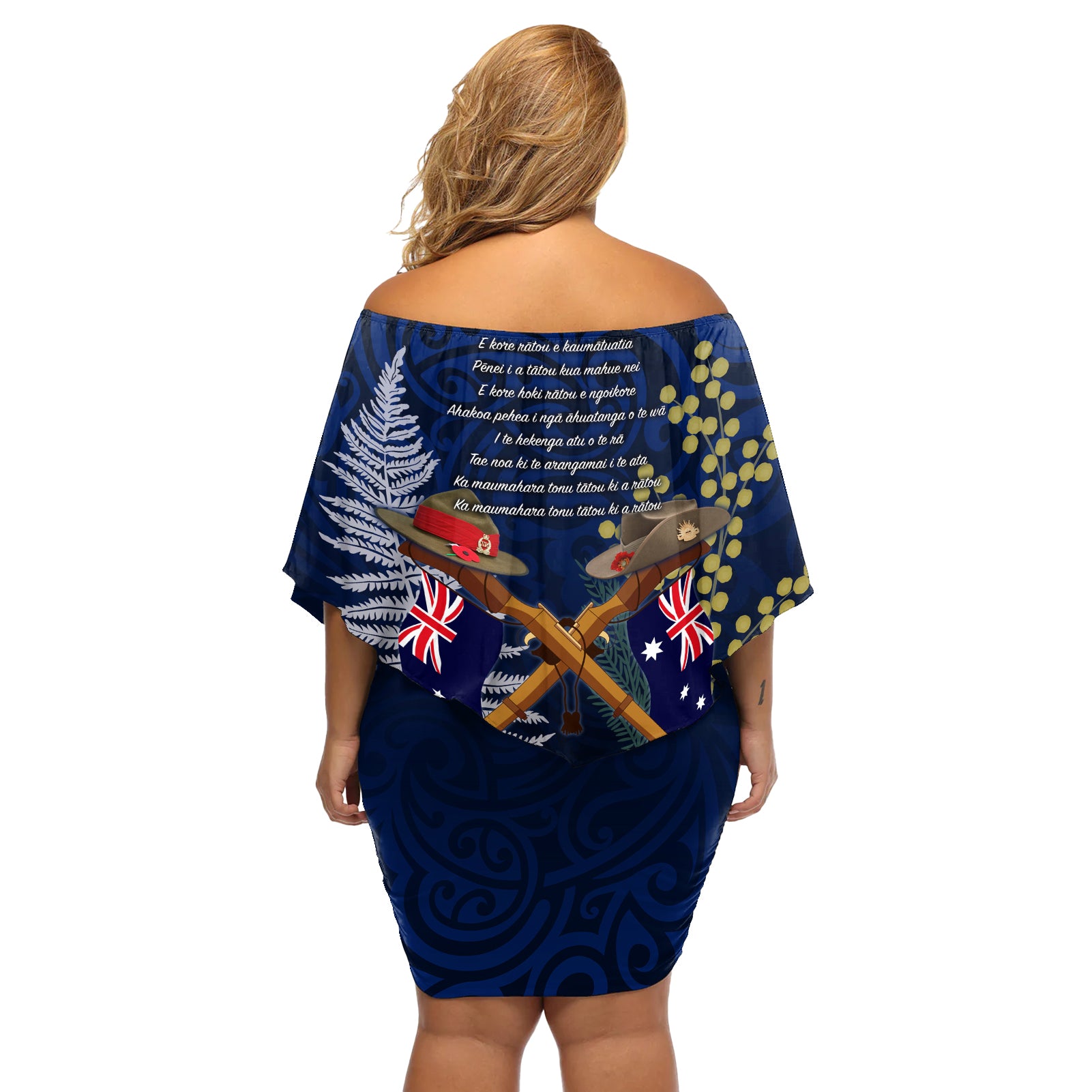 Anzac Day Aussie Mix Maori In Memories Off Shoulder Short Dress