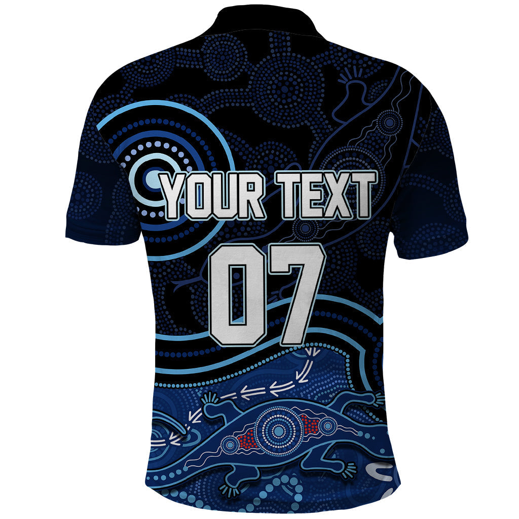Personalised NSW Blues Rugby Indigenous Polo Shirt Lizard Aboriginal Dot Art - Vibe Hoodie Shop