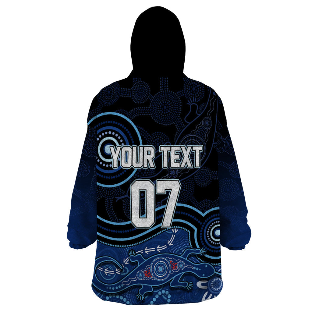 Personalised NSW Blues Rugby Indigenous Wearable Blanket Hoodie Lizard Aboriginal Dot Art - Vibe Hoodie Shop