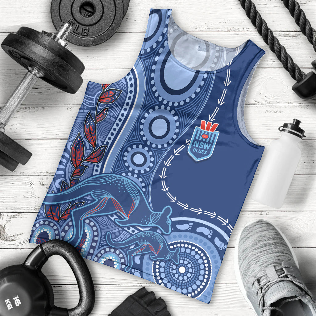 Personalised State Of Origin NAIDOC 2023 Men Tank Top Kangaroo Mix Vines - Blues Style - Vibe Hoodie Shop