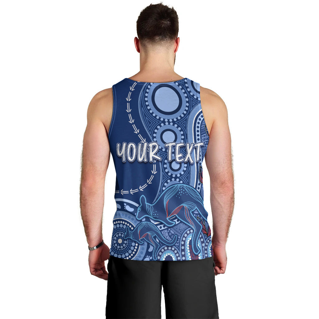 Personalised State Of Origin NAIDOC 2023 Men Tank Top Kangaroo Mix Vines - Blues Style - Vibe Hoodie Shop