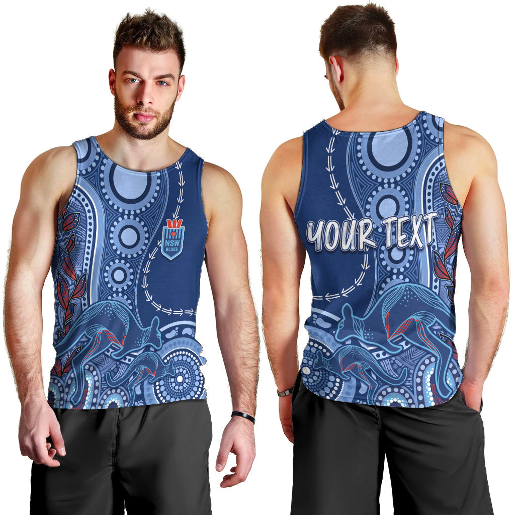 Personalised State Of Origin NAIDOC 2023 Men Tank Top Kangaroo Mix Vines - Blues Style - Vibe Hoodie Shop
