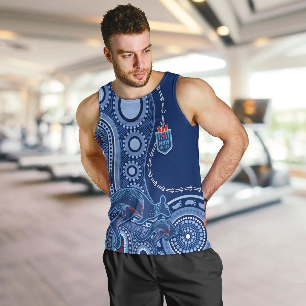 Personalised State Of Origin NAIDOC 2023 Men Tank Top Kangaroo Mix Vines - Blues Style - Vibe Hoodie Shop