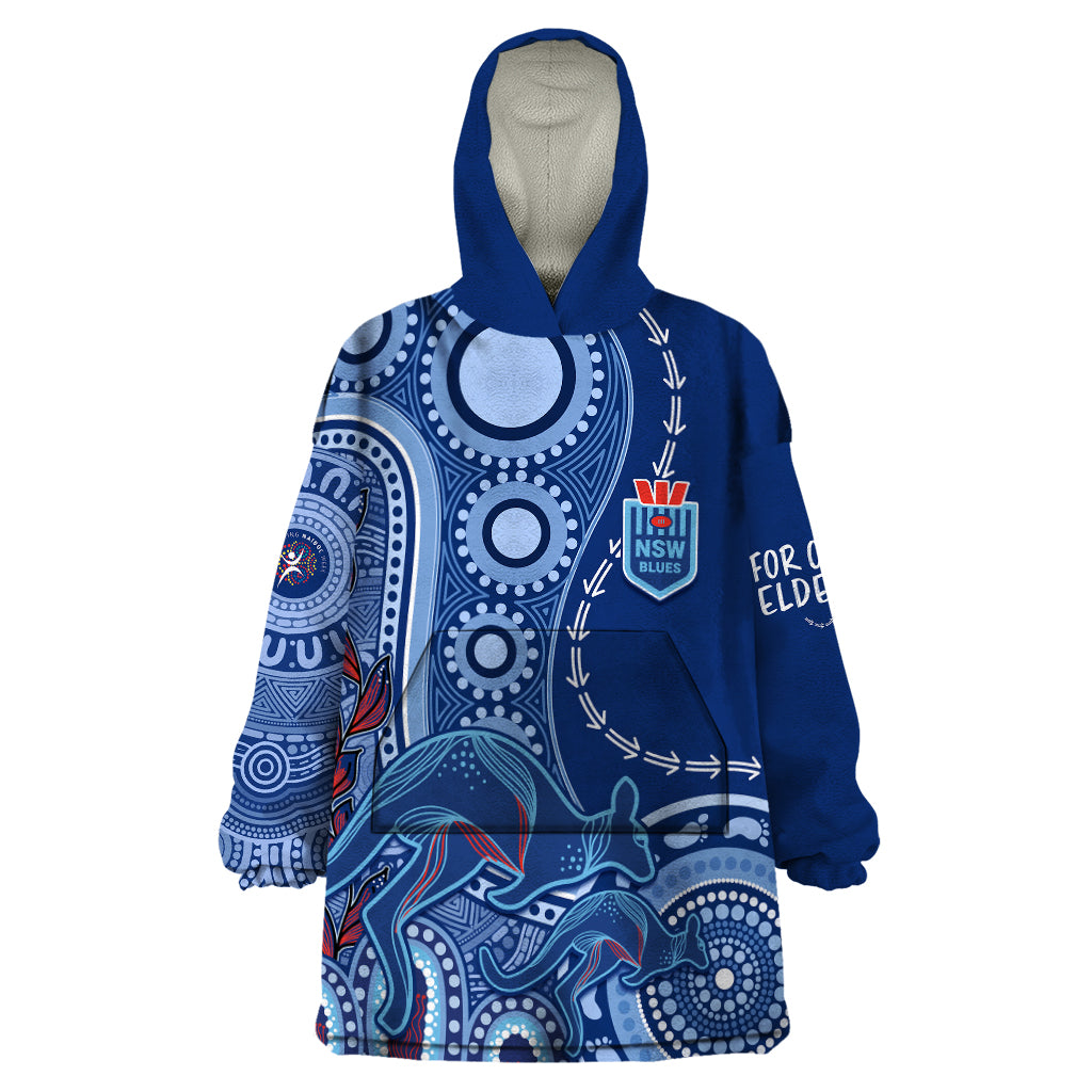 Personalised State Of Origin NAIDOC 2023 Wearable Blanket Hoodie Kangaroo Mix Vines - Blues Style - Vibe Hoodie Shop