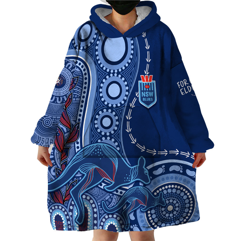 Personalised State Of Origin NAIDOC 2023 Wearable Blanket Hoodie Kangaroo Mix Vines - Blues Style - Vibe Hoodie Shop