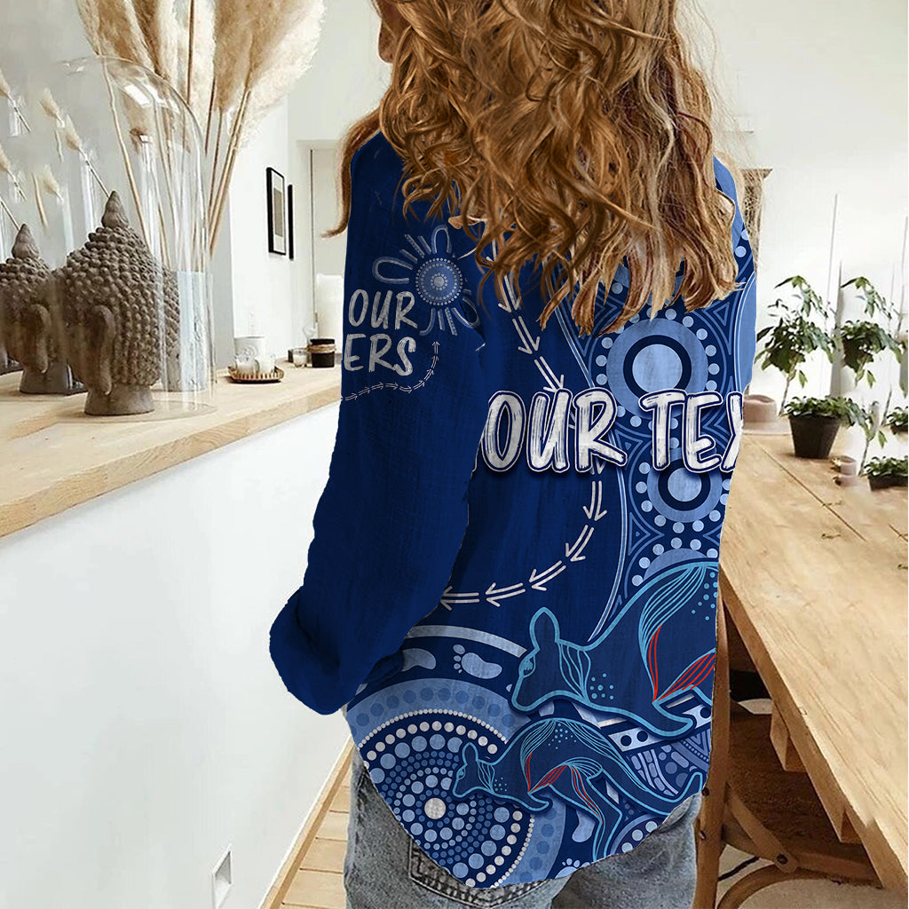 Personalised State Of Origin NAIDOC 2023 Women Casual Shirt Kangaroo Mix Vines - Blues Style - Vibe Hoodie Shop