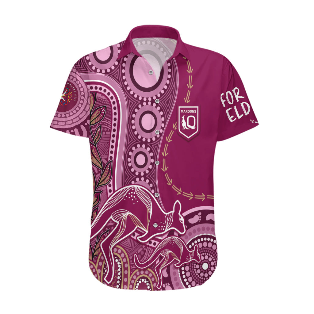 Personalised State Of Origin NAIDOC 2023 Hawaiian Shirt Kangaroo Mix Vines - Maroons Style - Vibe Hoodie Shop