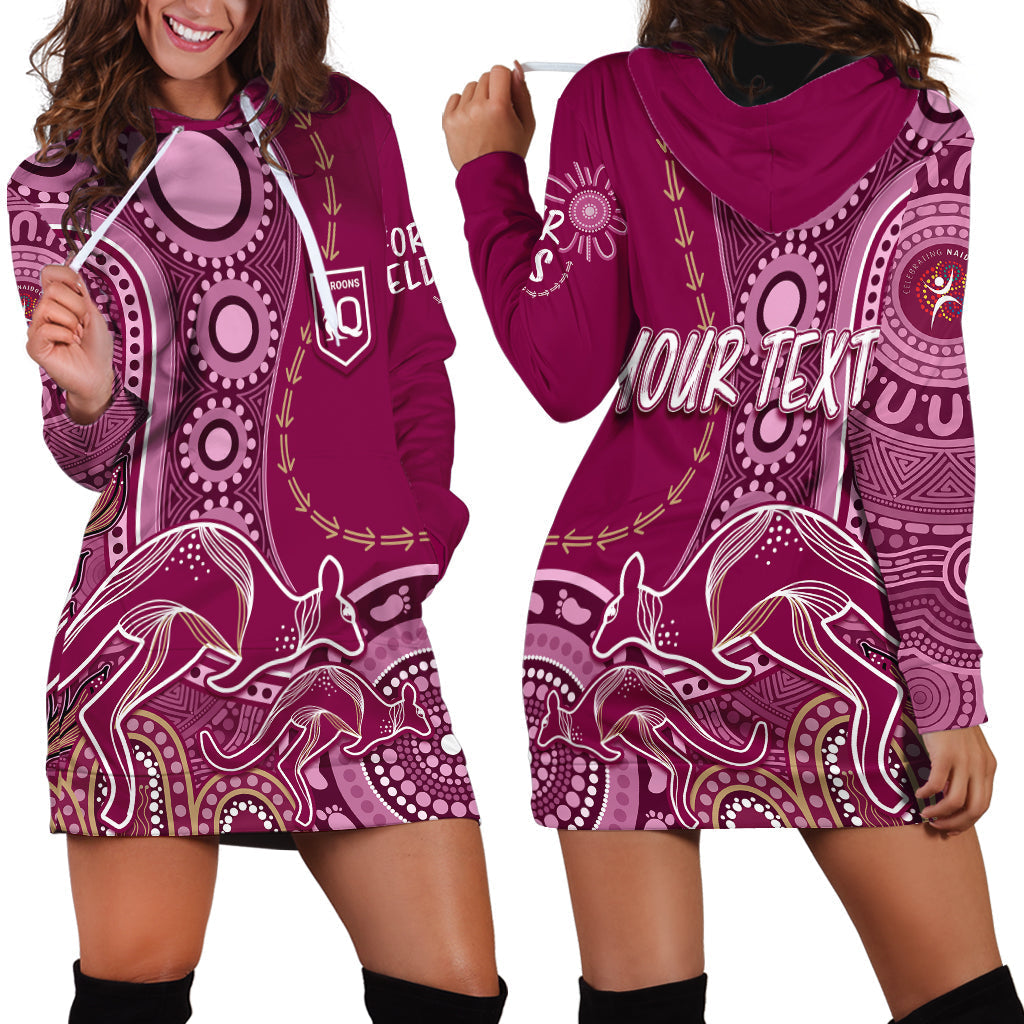 Personalised State Of Origin NAIDOC 2023 Hoodie Dress Kangaroo Mix Vines - Maroons Style - Vibe Hoodie Shop
