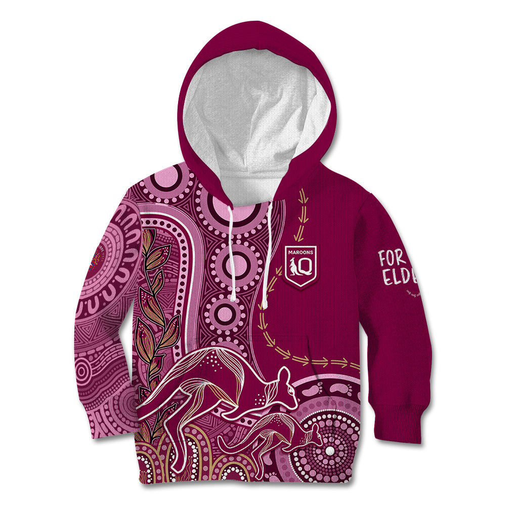 Personalised State Of Origin NAIDOC 2023 Kid Hoodie Kangaroo Mix Vines - Maroons Style - Vibe Hoodie Shop
