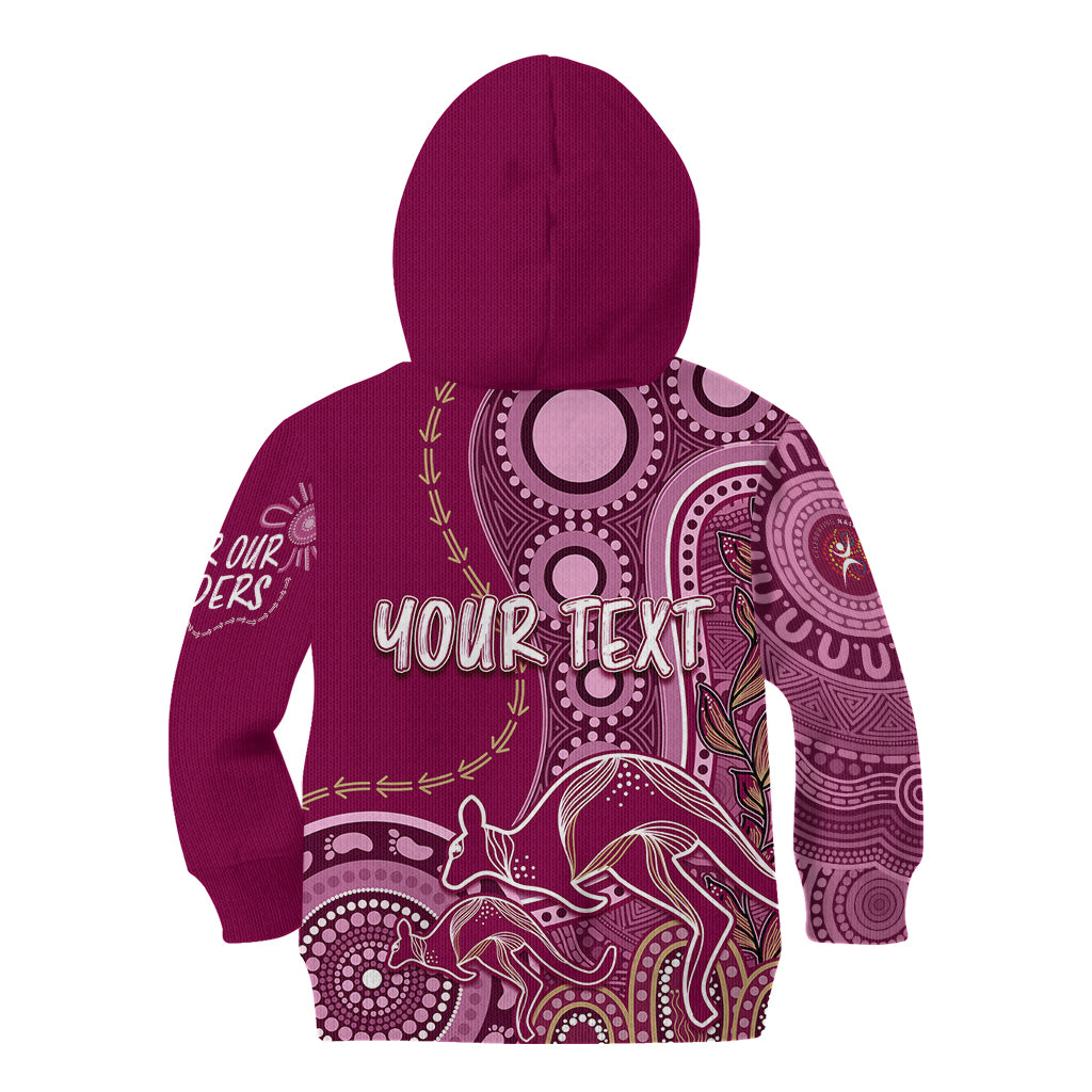 Personalised State Of Origin NAIDOC 2023 Kid Hoodie Kangaroo Mix Vines - Maroons Style - Vibe Hoodie Shop