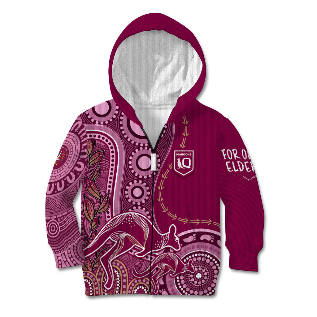 Personalised State Of Origin NAIDOC 2023 Kid Hoodie Kangaroo Mix Vines - Maroons Style - Vibe Hoodie Shop