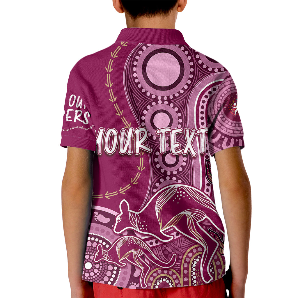 Personalised State Of Origin NAIDOC 2023 Kid Polo Shirt Kangaroo Mix Vines - Maroons Style - Vibe Hoodie Shop