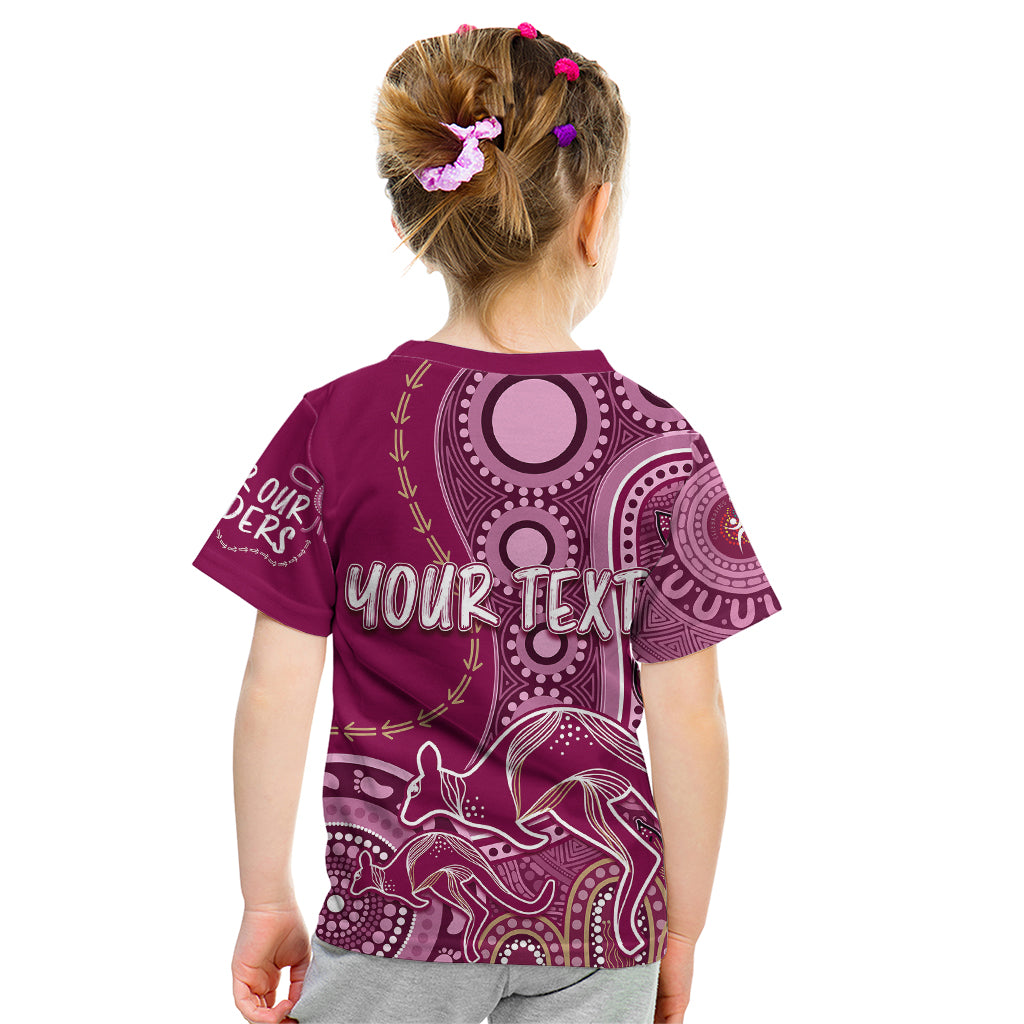 Personalised State Of Origin NAIDOC 2023 Kid T Shirt Kangaroo Mix Vines - Maroons Style - Vibe Hoodie Shop