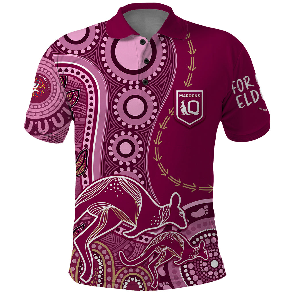 Personalised State Of Origin NAIDOC 2023 Polo Shirt Kangaroo Mix Vines - Maroons Style - Vibe Hoodie Shop