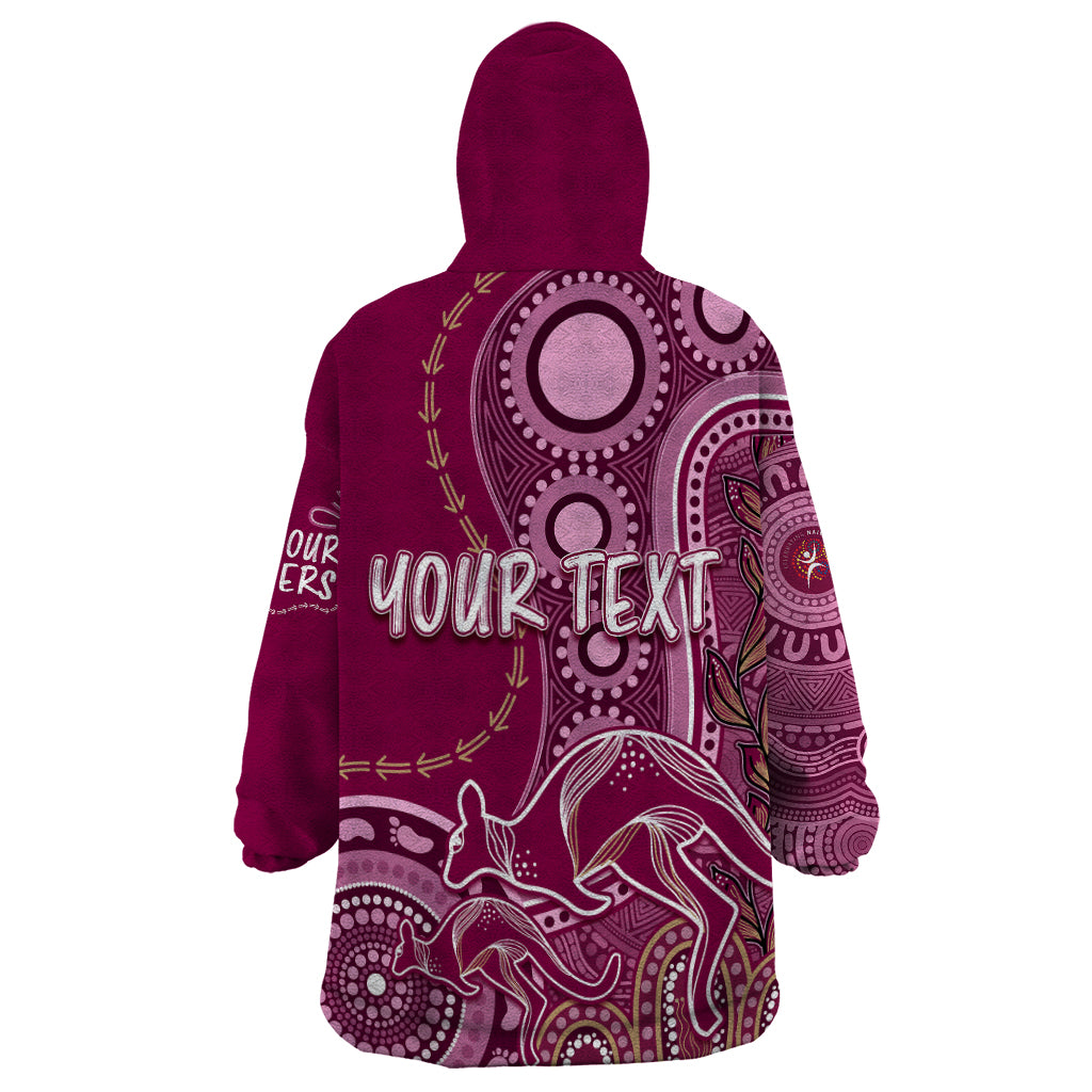 Personalised State Of Origin NAIDOC 2023 Wearable Blanket Hoodie Kangaroo Mix Vines - Maroons Style - Vibe Hoodie Shop