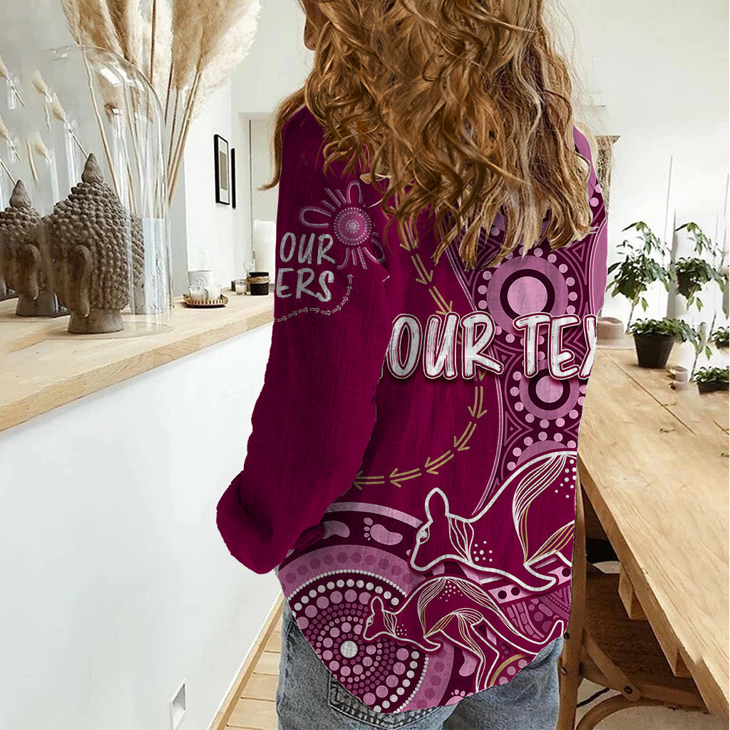 Personalised State Of Origin NAIDOC 2023 Women Casual Shirt Kangaroo Mix Vines - Maroons Style - Vibe Hoodie Shop