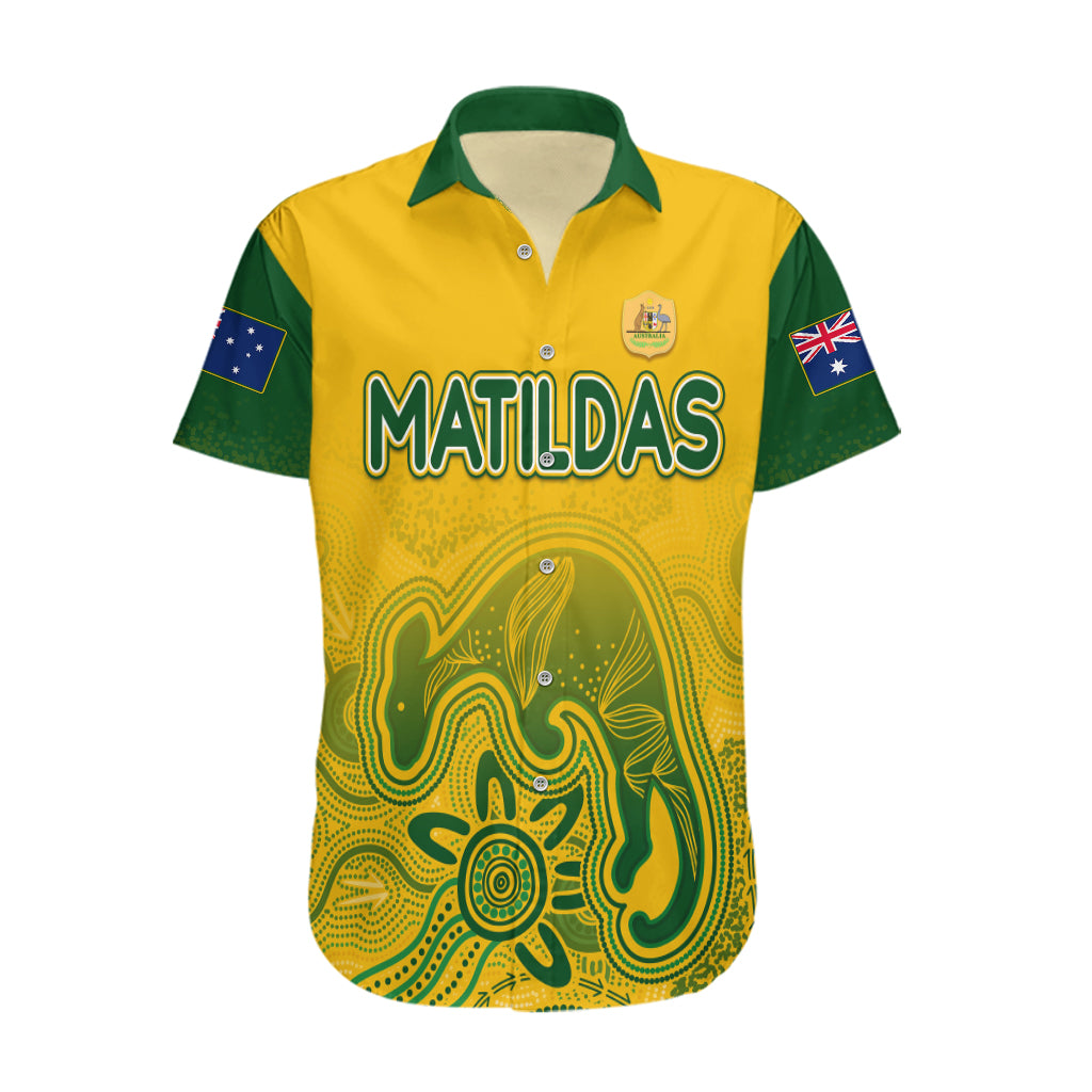 Personalised Australia Soccer Indigenous Hawaiian Shirt Women World Cup 2023 Matildas Gradient Ver. - Vibe Hoodie Shop