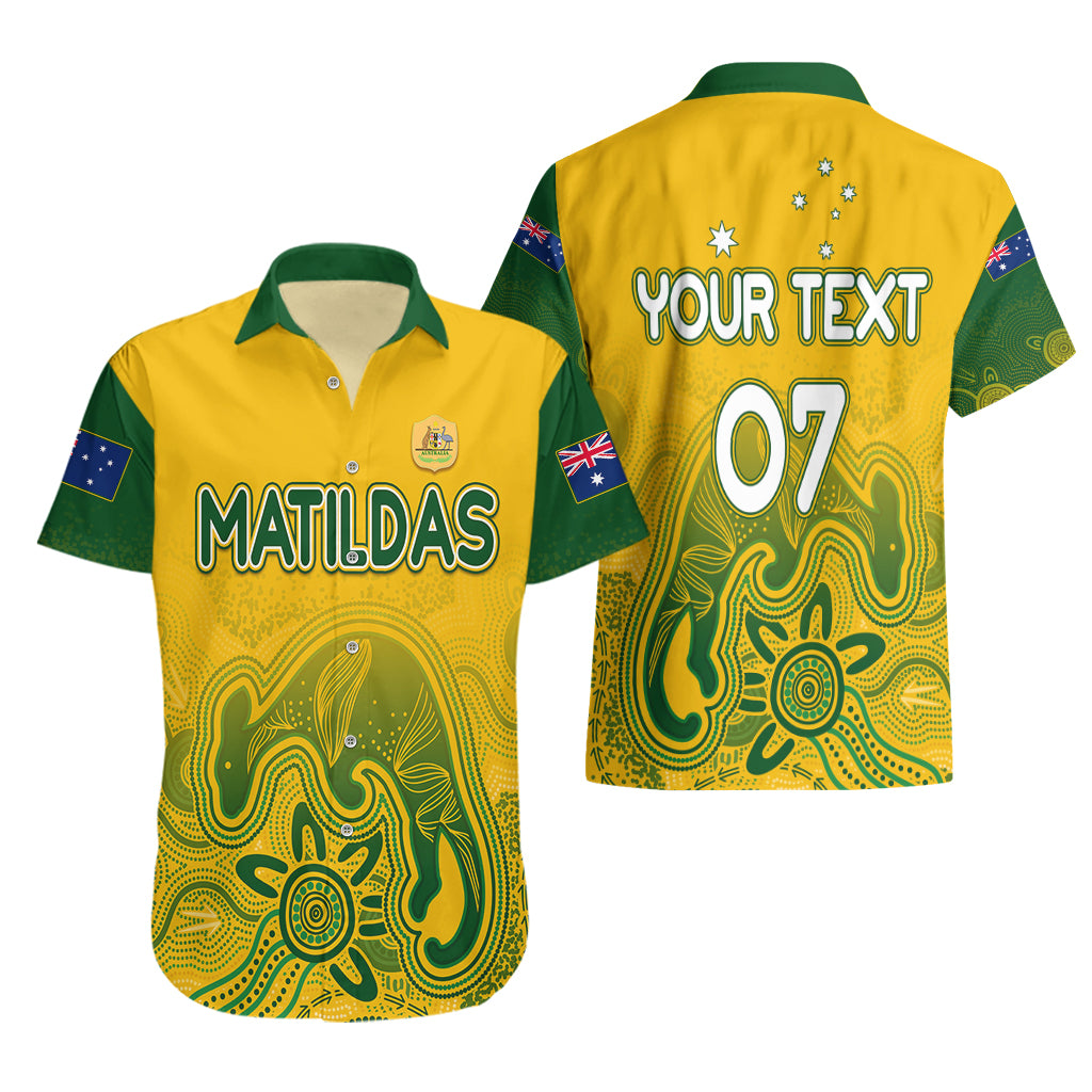 Personalised Australia Soccer Indigenous Hawaiian Shirt Women World Cup 2023 Matildas Gradient Ver. - Vibe Hoodie Shop