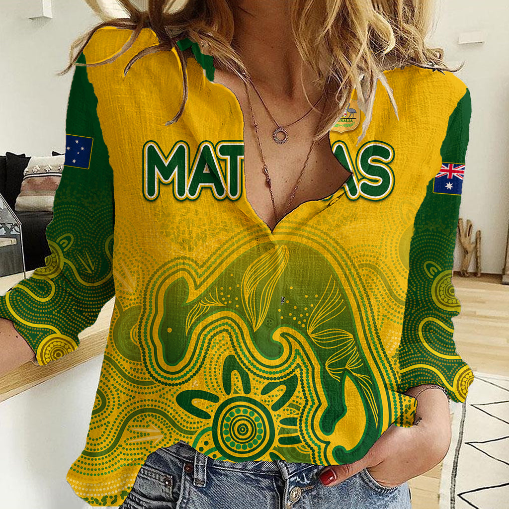 Personalised Australia Soccer Indigenous Women Casual Shirt Women World Cup 2023 Matildas Gradient Ver. - Vibe Hoodie Shop