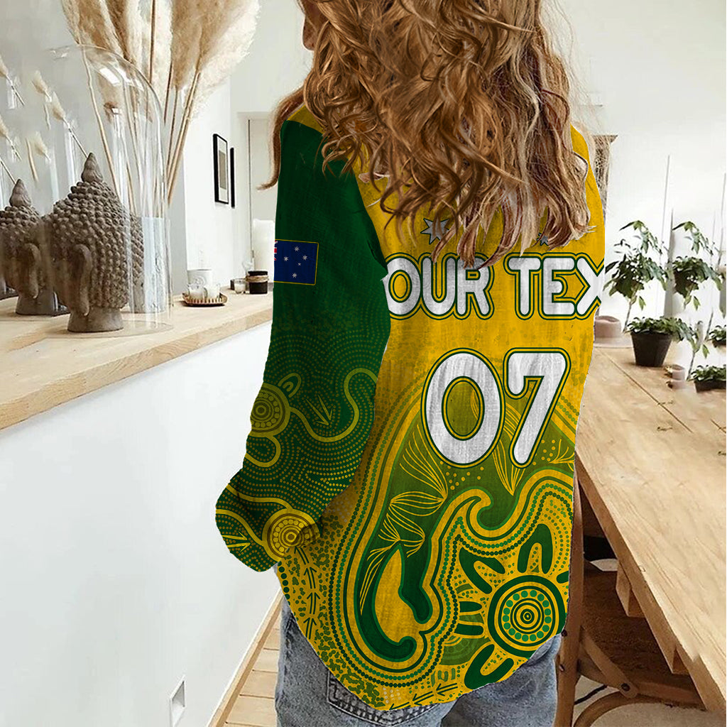 Personalised Australia Soccer Indigenous Women Casual Shirt Women World Cup 2023 Matildas Gradient Ver. - Vibe Hoodie Shop