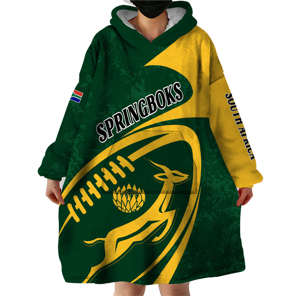 Personalised South Africa Rugby 2023 Wearable Blanket Hoodie Bokke Champions Sporty Dynamics - Vibe Hoodie Shop