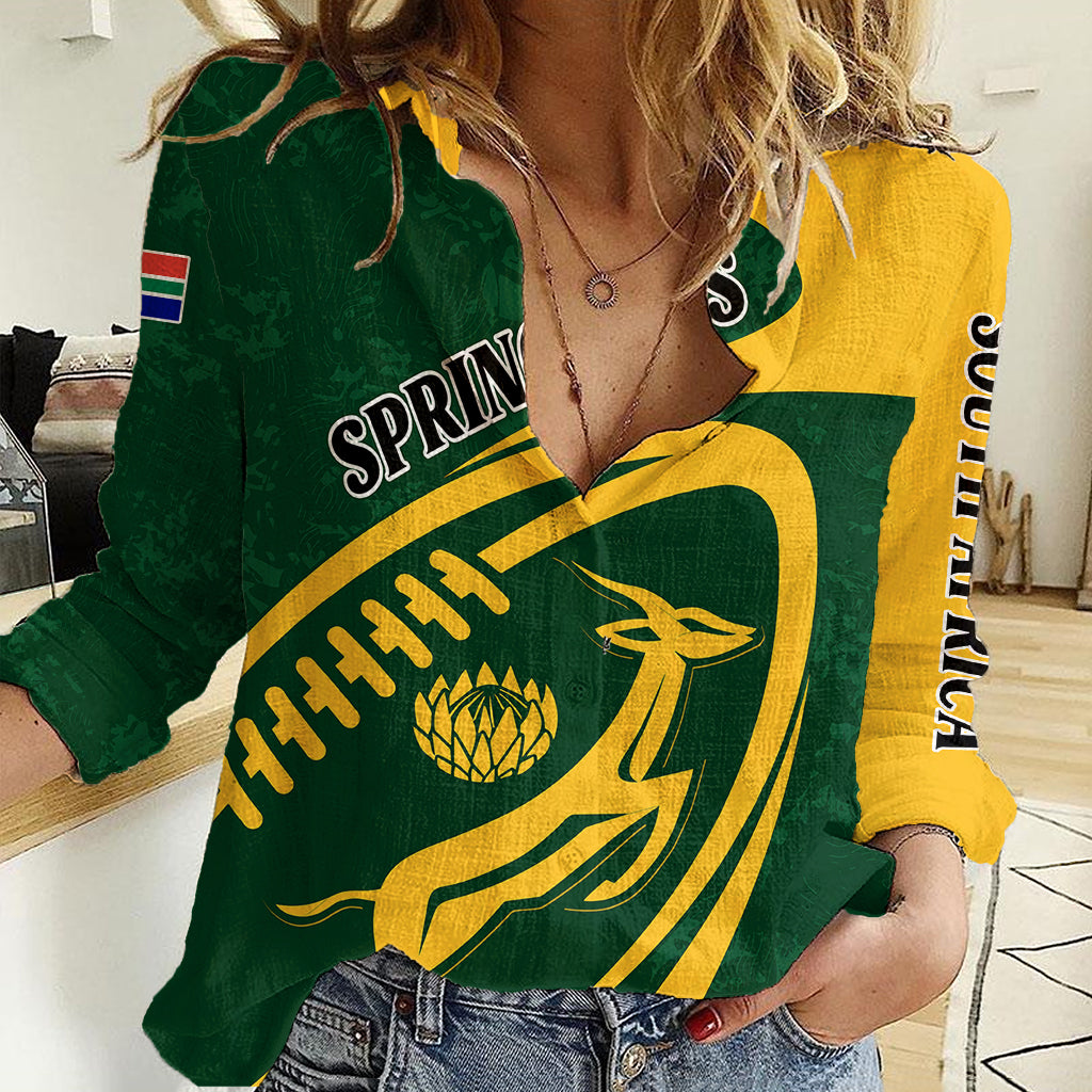 Personalised South Africa Rugby 2023 Women Casual Shirt Bokke Champions Sporty Dynamics - Vibe Hoodie Shop