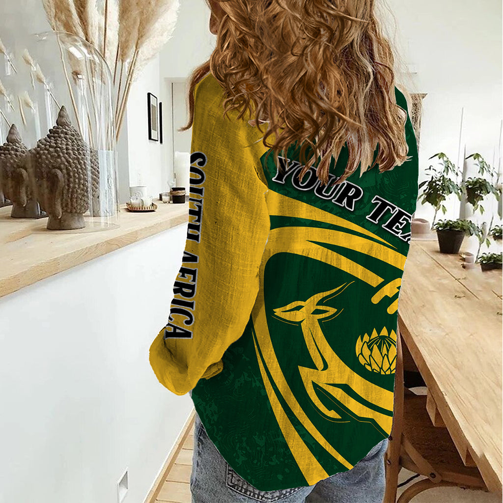 Personalised South Africa Rugby 2023 Women Casual Shirt Bokke Champions Sporty Dynamics - Vibe Hoodie Shop