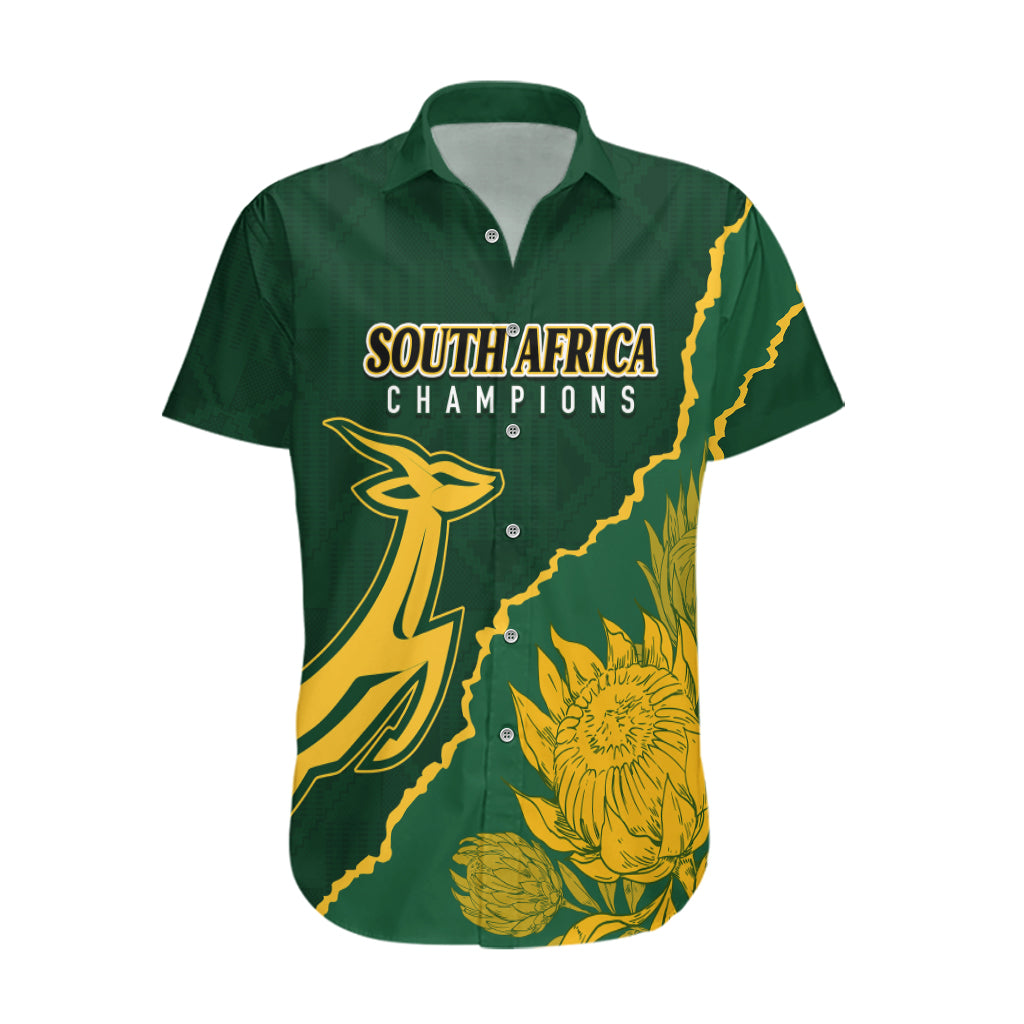 Personalised South Africa Rugby 2023 Hawaiian Shirt Bokke Champions Kente Ethnic - Vibe Hoodie Shop